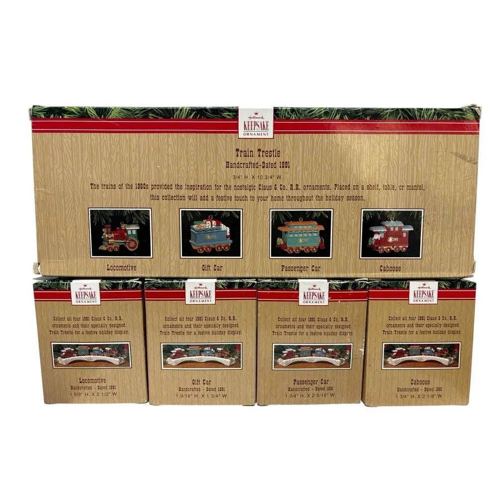 1991 Hallmark Keepsake Claus & Co Train Railroad Full Set Vintage W/Original Box